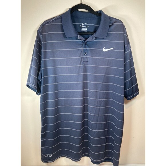 Nike Dri Fit Polo Shirt Size XL Black/White Stripes Collared Short Sleeve EUC - Picture 1 of 3